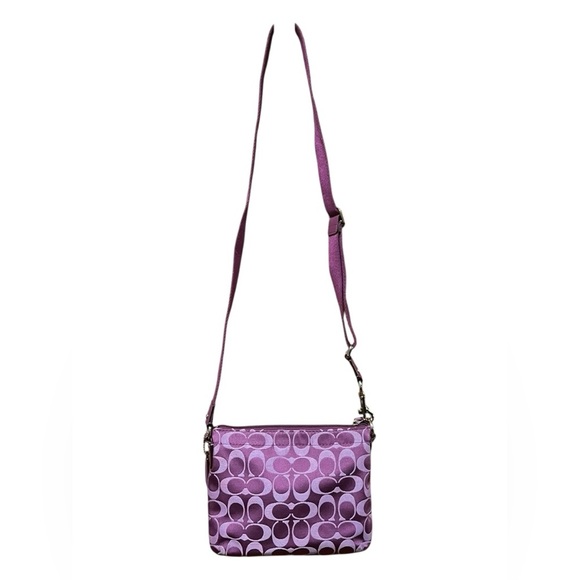 Coach Swingpack Crossbody Bag – Plum Signature Sateen with Coordinated Trim - Picture 7 of 9